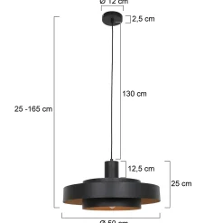 Anne Light & Home Hanglamp Flinter Zwart/Goud