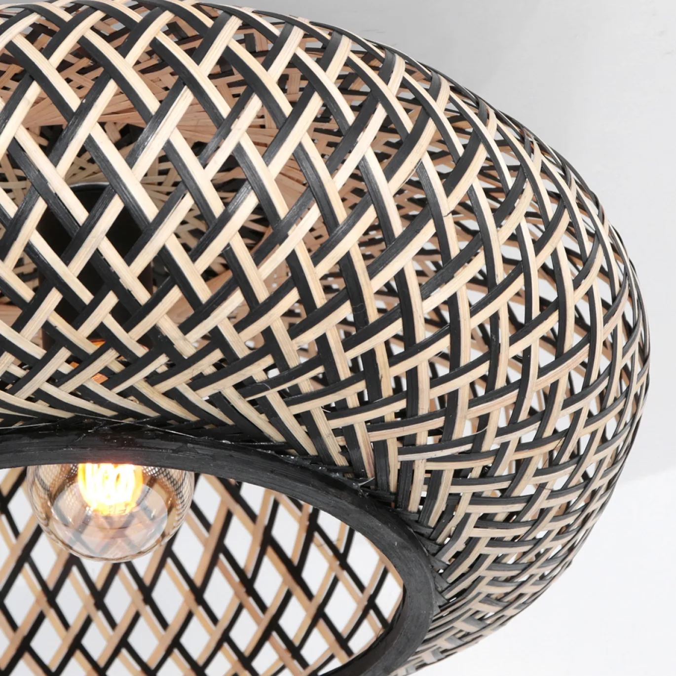 Anne Light & Home Plafondlamp Maze Bamboe Zwart/Naturel Ø40cm