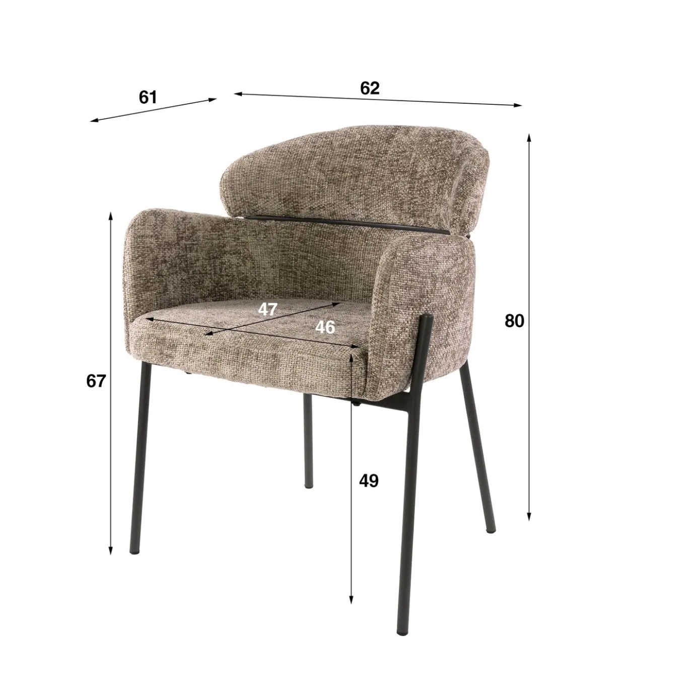 Armstoel Curva Hoven Champagne - Giga Meubel