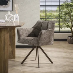 Armstoel Raster Draaibaar Hoven Taupe/Bruin - Giga Meubel