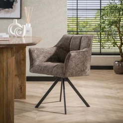 Armstoel Raster Draaibaar Rich Taupe - Giga Meubel