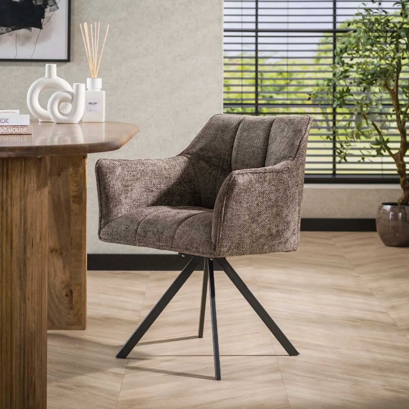 Armstoel Raster Draaibaar Rich Taupe - Giga Meubel
