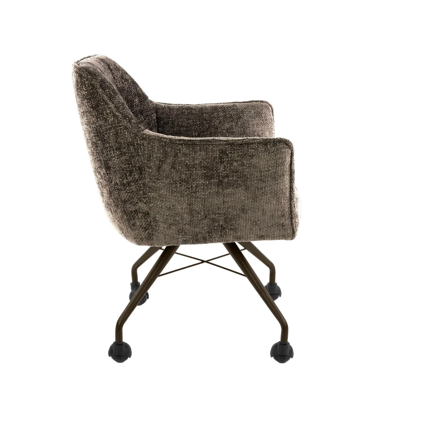 Armstoel Raster Wieltjes Hoven Taupe/Bruin - Giga Meubel