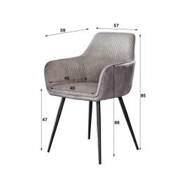 Armstoel Rib Zilverkleurig Mix Rib - Giga Meubel