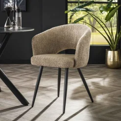 Armstoel Salon Bouclé Zand - Giga Meubel