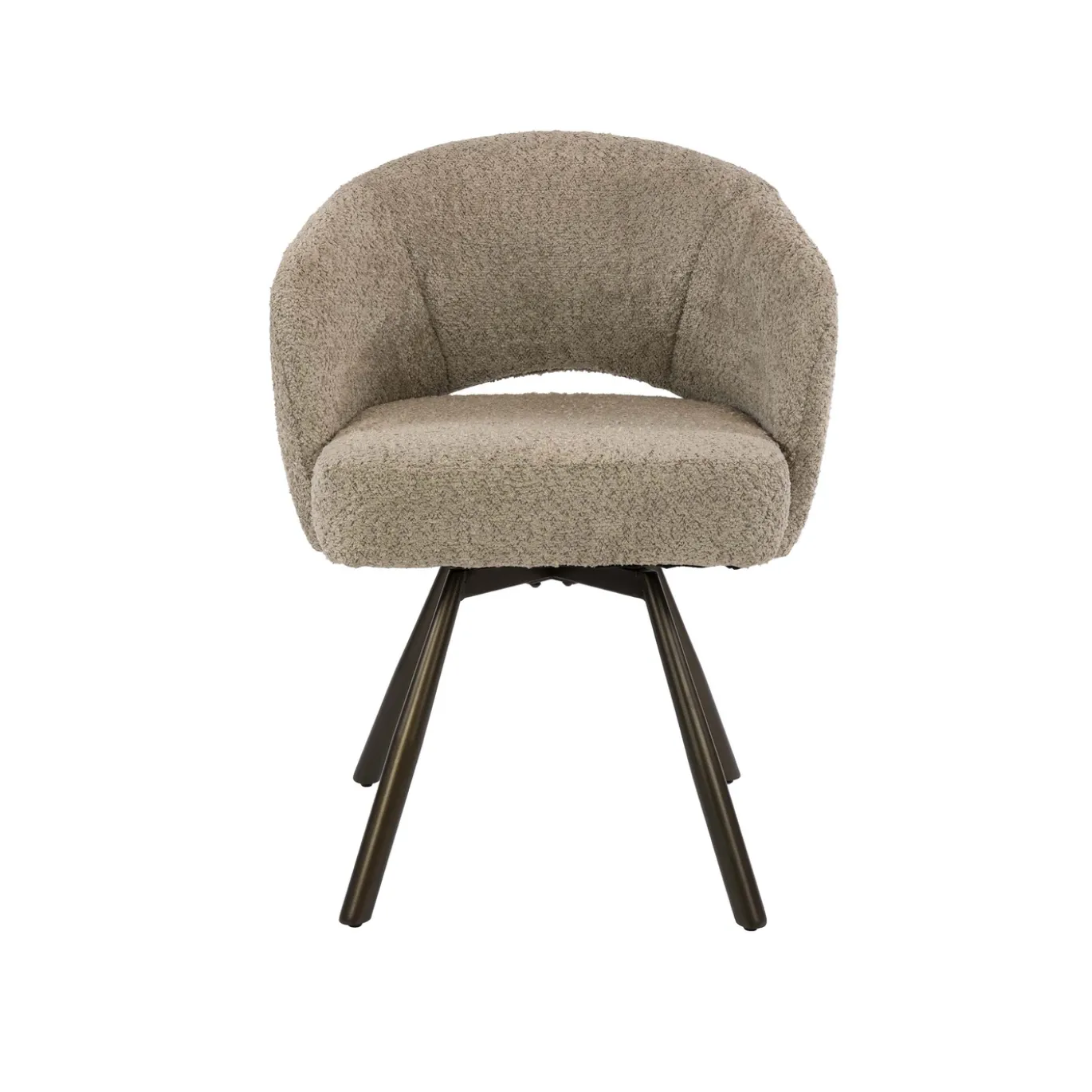 Armstoel Salon Cross Draaibaar Bouclé Zand/Bruin - Giga Meubel