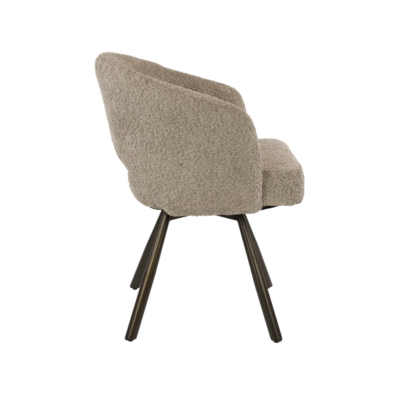 Armstoel Salon Cross Draaibaar Bouclé Zand/Bruin - Giga Meubel