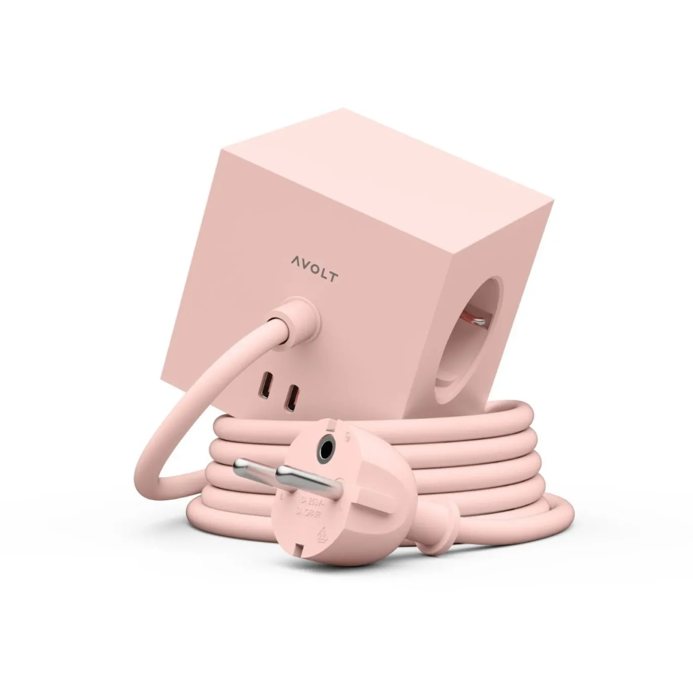 Avolt Stekkerdoos Square 1 - USB-C 1,8m New Pink
