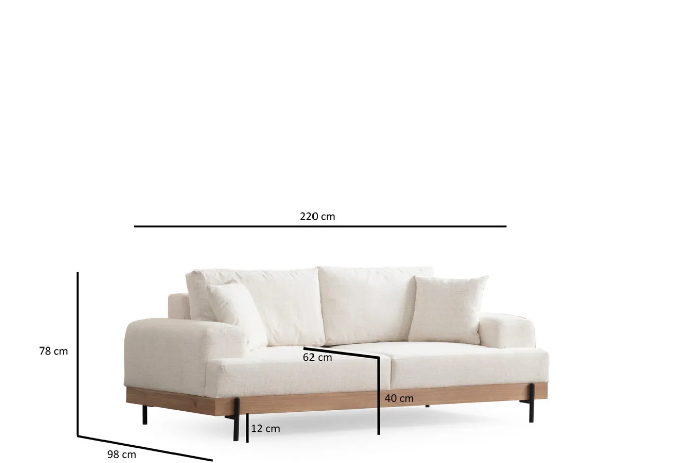 Bank Eti Oak 3-Zits Wit