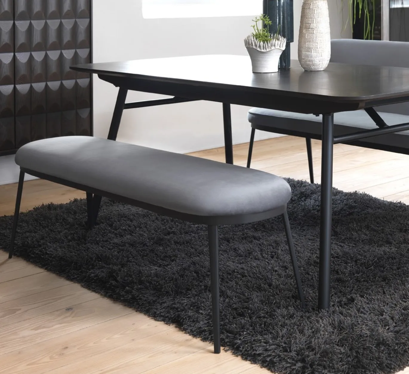 Bankje Gain 140 cm Steel Grijs Velvet - Giga Living