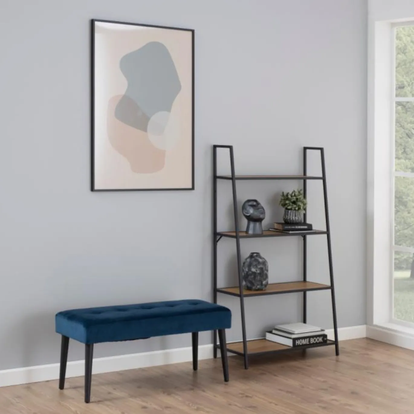 Bankje Odin Navy Blauw 95cm - Giga Living