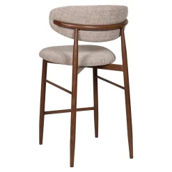 Barkruk Alexia Taupe/Walnoot - Giga Meubel