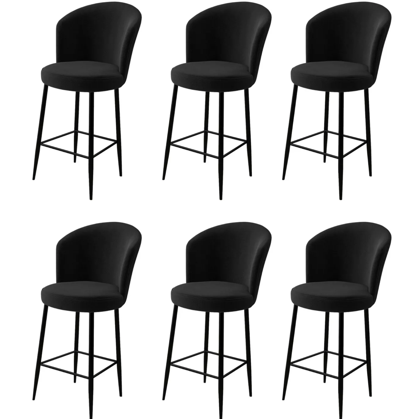 Barkruk Fora Zwart Set van 6