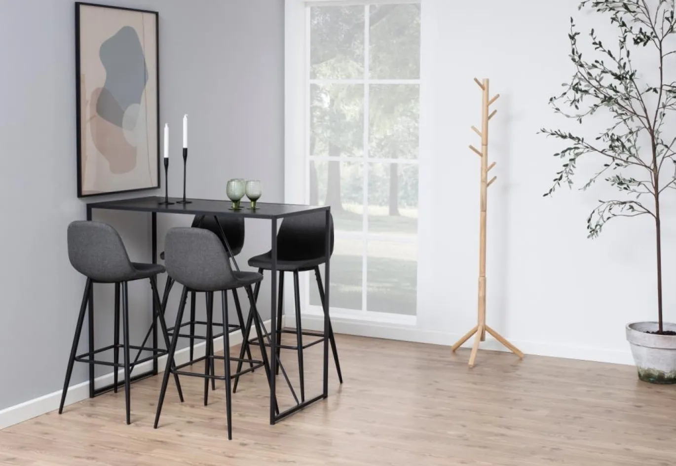 Barkruk Willy Lichtgrijs/zwart Sawana - Giga Living