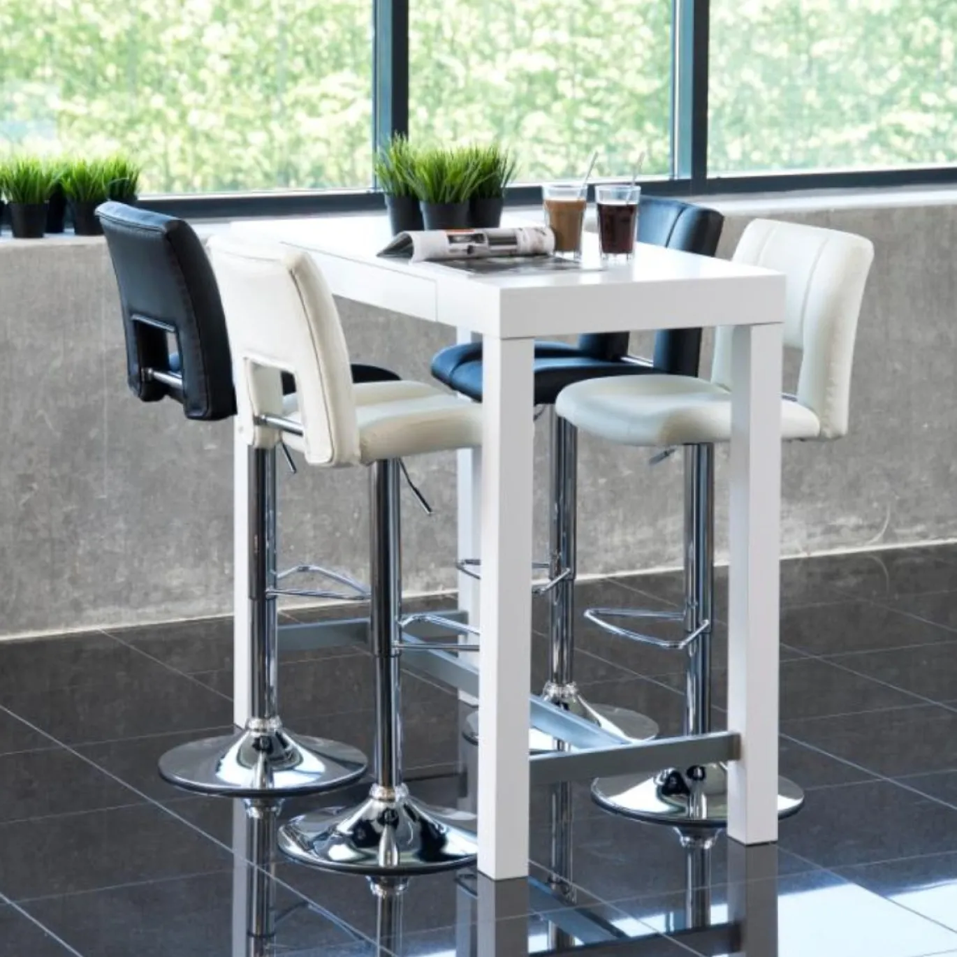 Barkruk Wistad Zwart/Zilver Pu - Giga Living