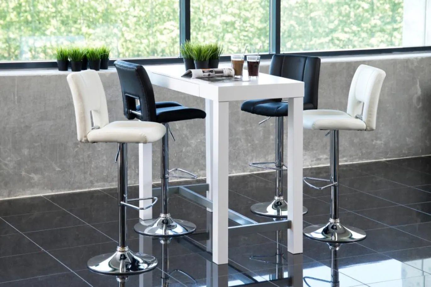 Barkruk Wistad Zwart/Zilver Pu - Giga Living