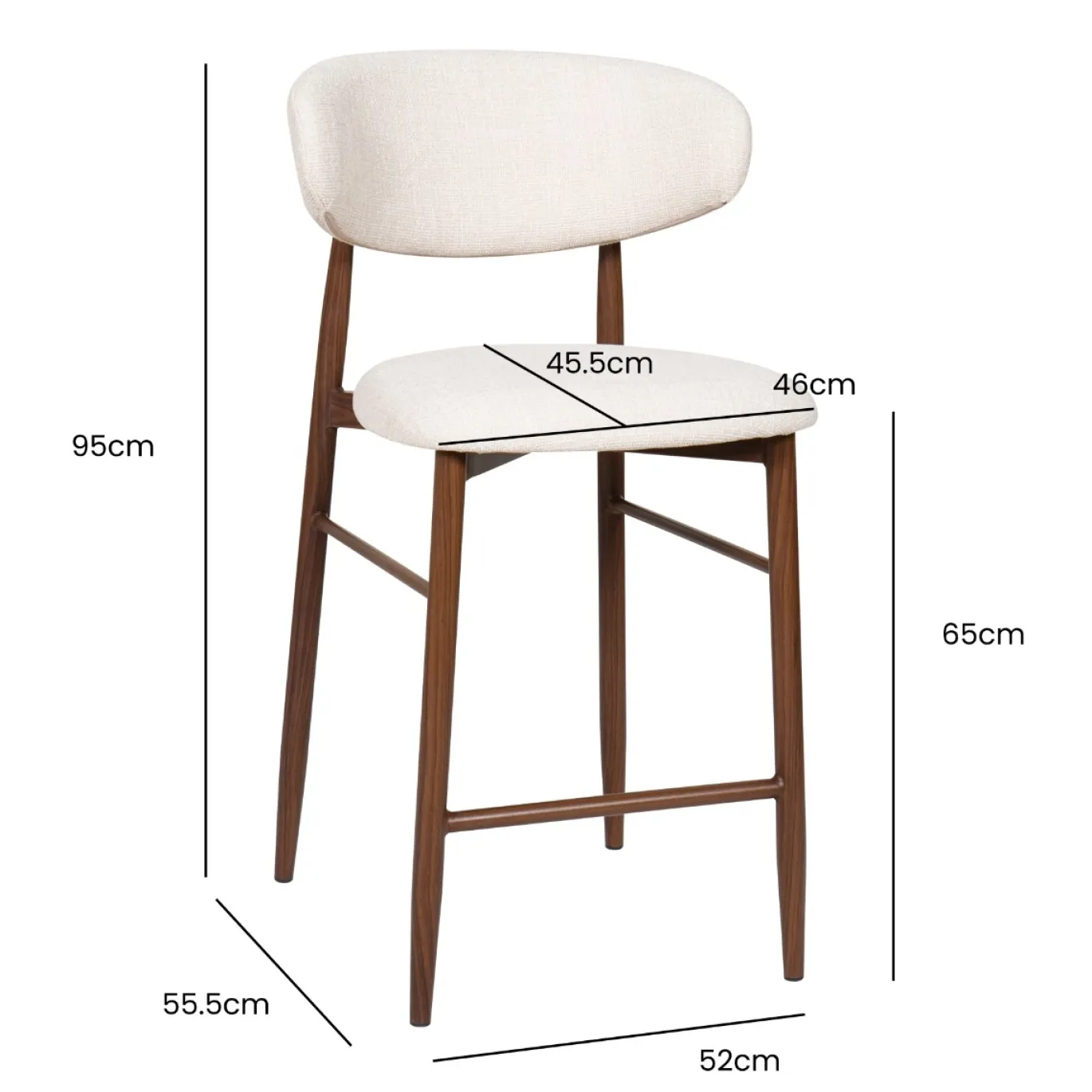 Barstoel Alexia Beige/Walnoot - Giga Meubel