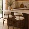 Barstoel Alexia Beige/Walnoot Faux Fur - Giga Meubel