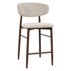 Barstoel Alexia Beige/Walnoot Faux Fur - Giga Meubel