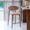 Barstoel Alexia Oud Roze/Walnoot Faux Fur - Giga Meubel