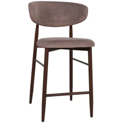 Barstoel Alexia Oud Roze/Walnoot Faux Fur - Giga Meubel