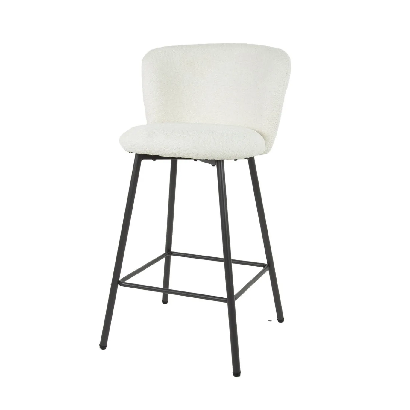 Barstoel Curve Bouclé Wit - Giga Meubel