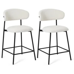 Barstoel Diana Bouclé Wit - Giga Meubel