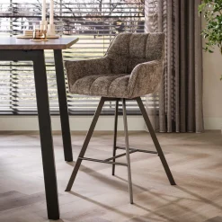 Barstoel Raster Draaibaar Hoven Taupe/Bruin - Giga Meubel