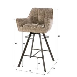 Barstoel Raster Draaibaar Hoven Champagne/Bruin - Giga Meubel