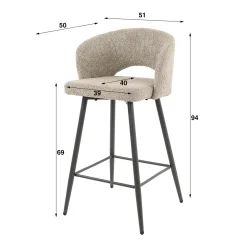 Barstoel Salon Bouclé Zandkleur - Giga Meubel
