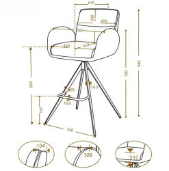 Barstoel Tina Donkerbruin Draaibaar - Giga Meubel