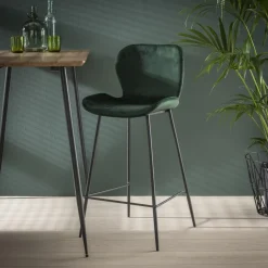 Barstoel Velvet Ronde Buis Groen - Giga Meubel