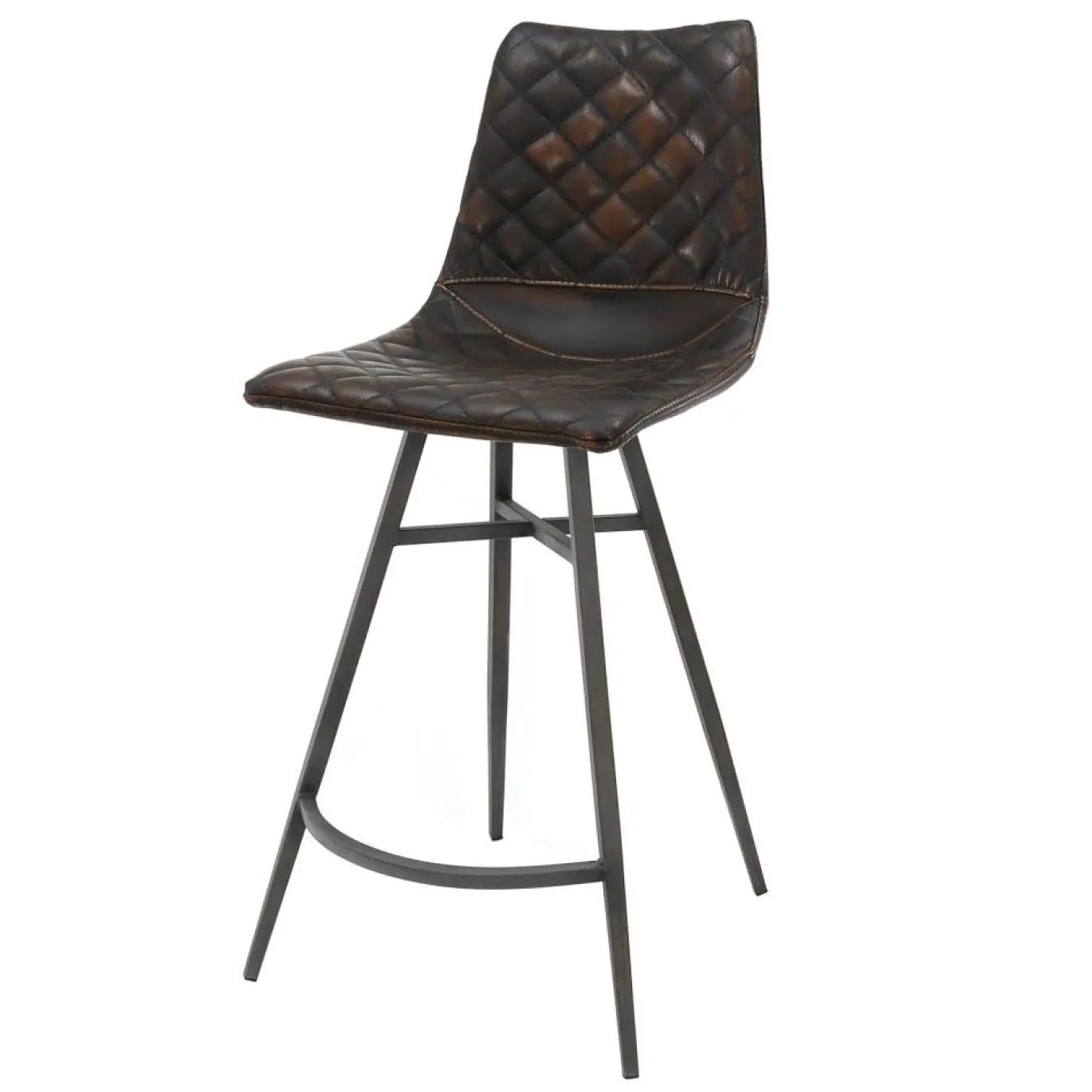 Barstoel vintage diamond kruispoot Bruin - Giga Meubel