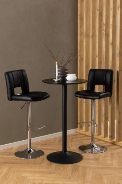 Bartafel Ivsta Ash Fineer Mat Zwart Ø60x105cm - Giga Living