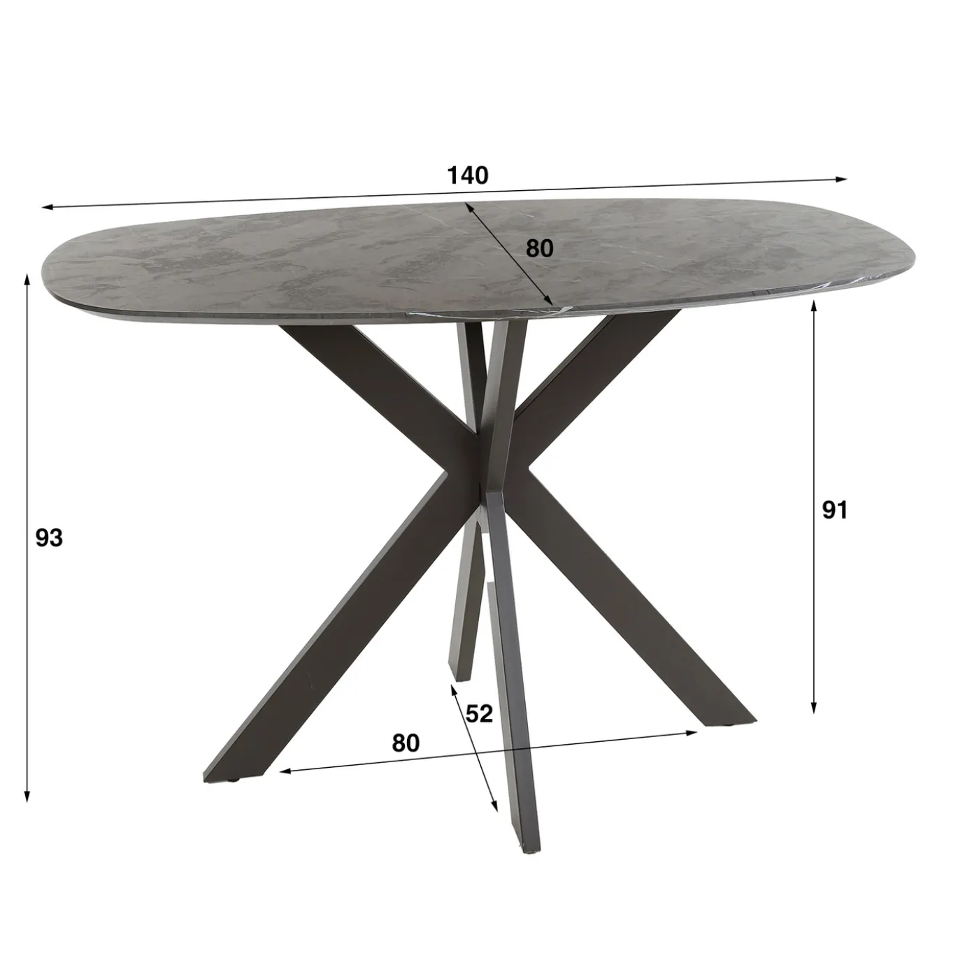 Bartafel Kruisframe Deens Ovaal Keramieklook 140cm - Giga Meubel