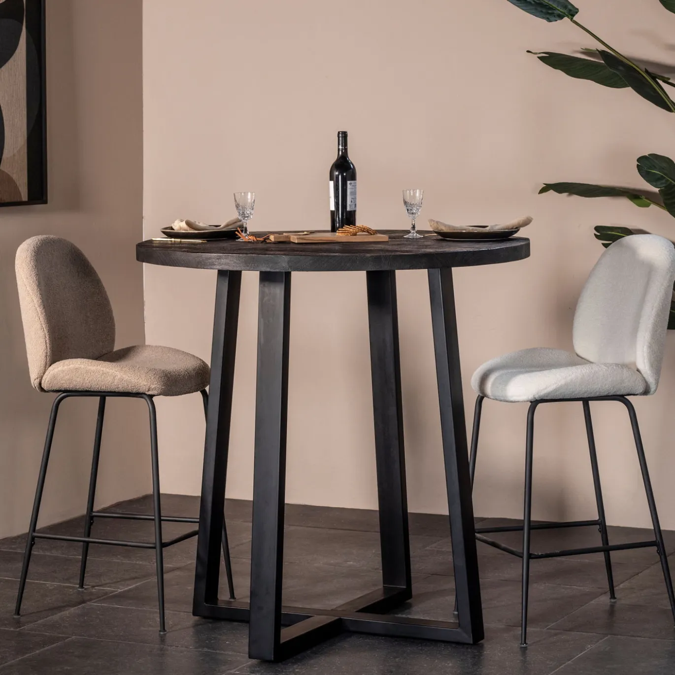 Bartafel Lowie Zwart Rond 110x110cm - Giga Meubel