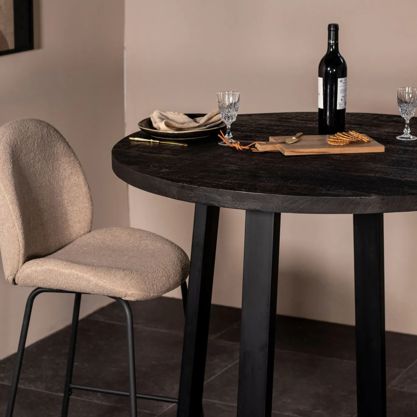 Bartafel Lowie Zwart Rond 110x110cm - Giga Meubel