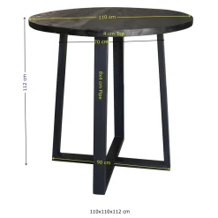 Bartafel Lowie Zwart Rond 110x110cm - Giga Meubel
