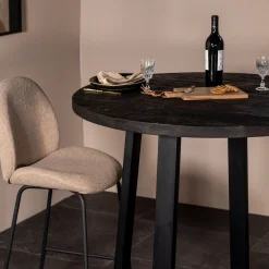 Bartafel Lowie Zwart Rond 110x90cm - Giga Meubel