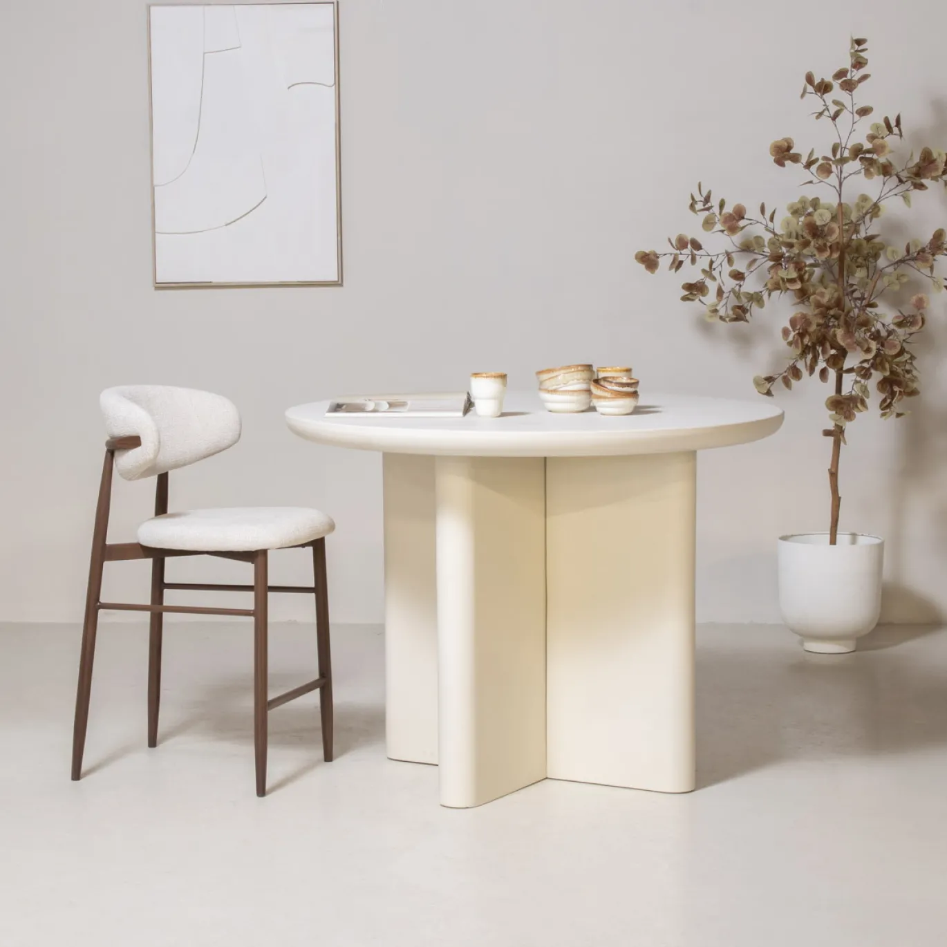 Bartafel Miso Rond Beige 120x90cm - Giga Meubel