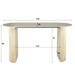 Bartafel Romano Arch Plat Ovaal 180cm Keramiek Travertin - Giga Meubel