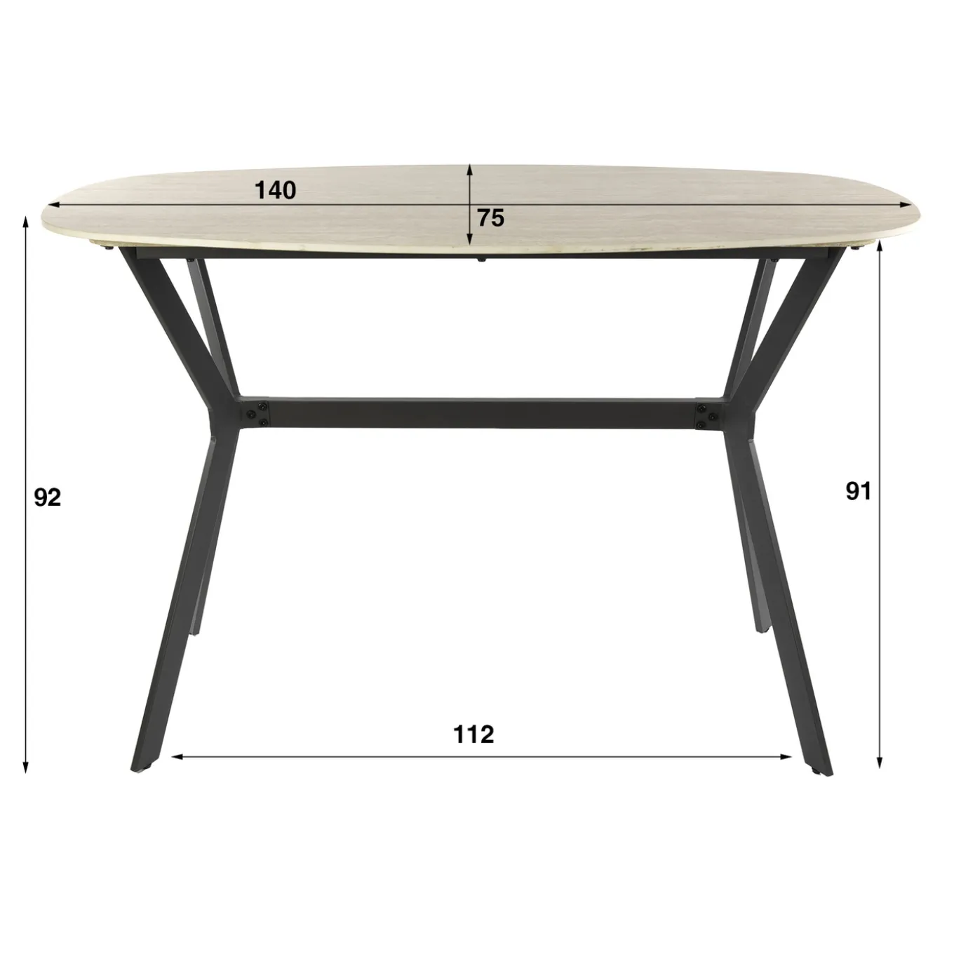Bartafel Romano Deens Ovaal 140cm Keramiek Travertin - Giga Meubel