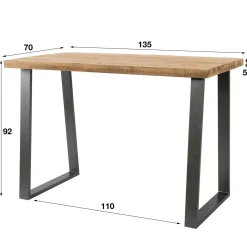 Bartafel 135x70 massief trapeziumvormig Licht - Giga Meubel