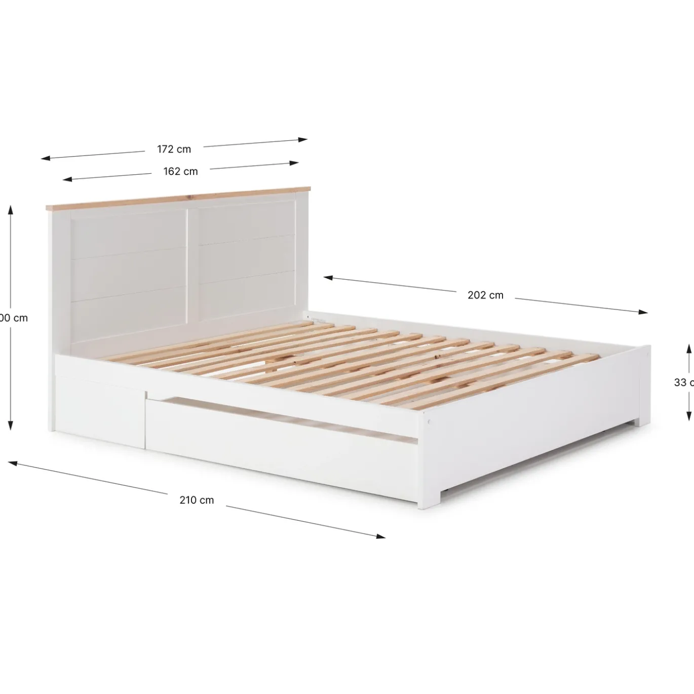 Bed 160 Gabi Lade Wit Wax - Giga Meubel