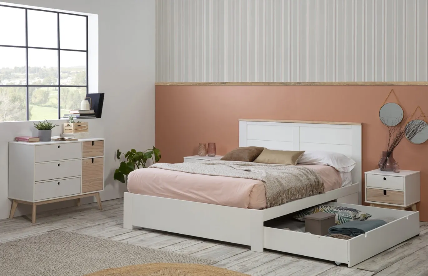 Bed 160 Gabi Lade Wit Wax - Giga Meubel