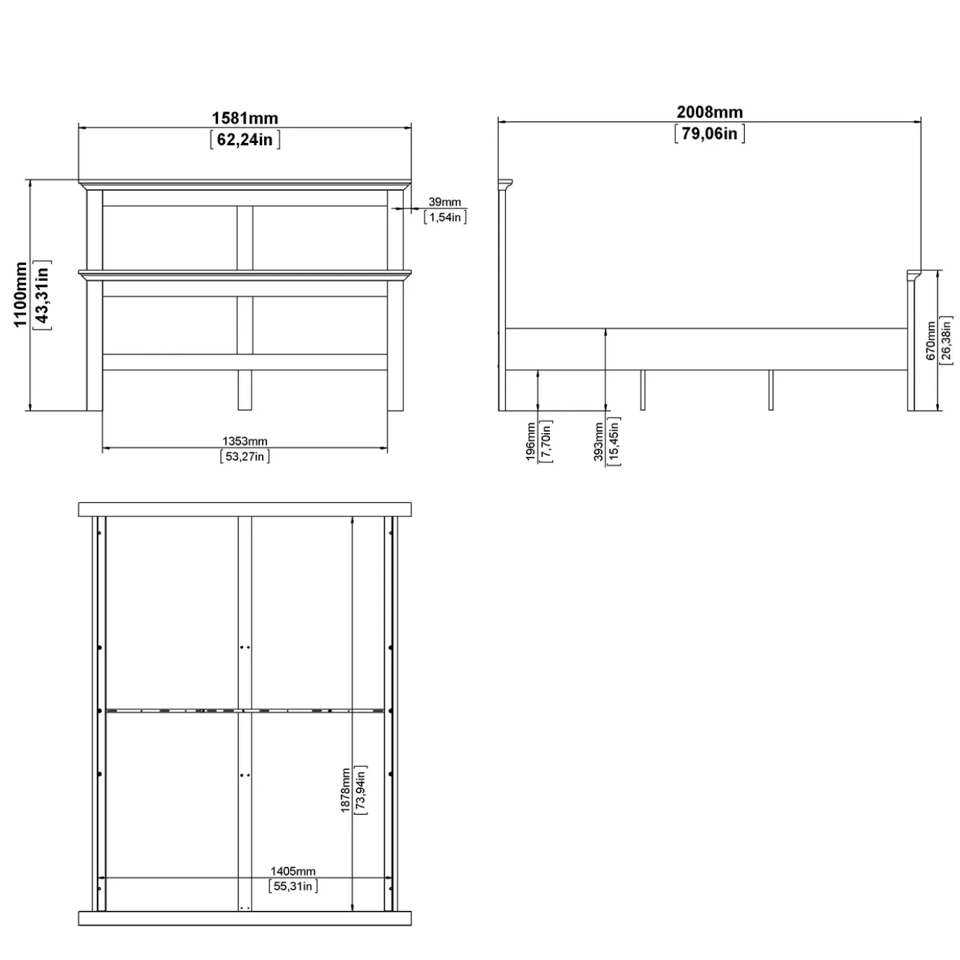 Bed Paris Wit 140x190cm - Giga Living