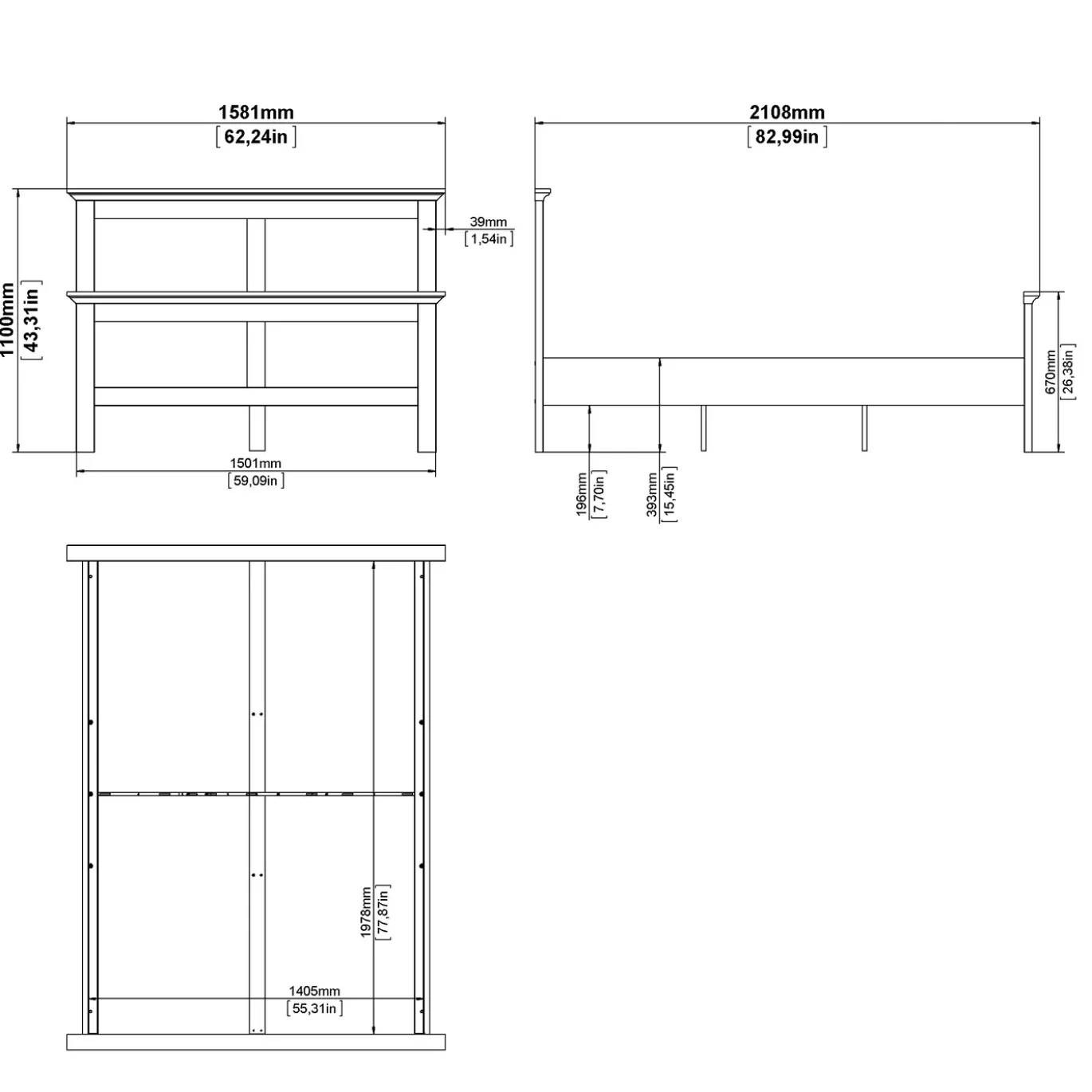 Bed Paris Wit 140x200cm - Giga Living