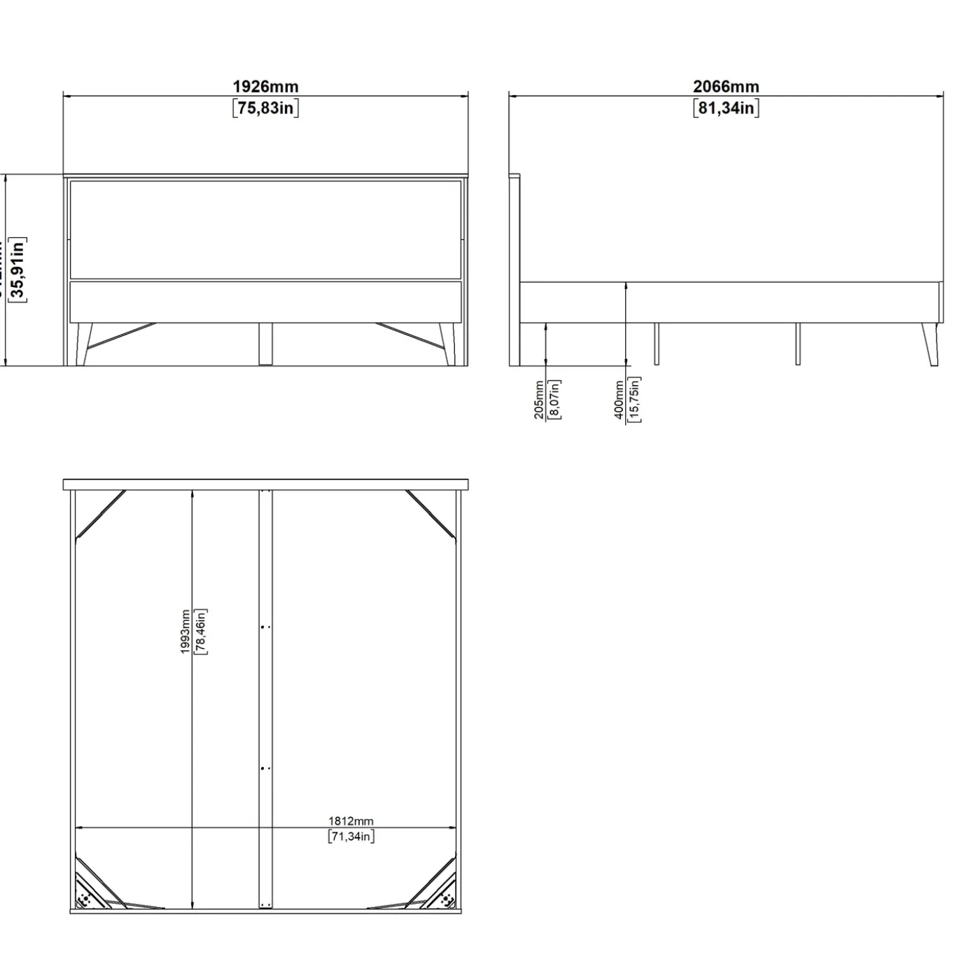Bed Ry 180x200cm Hickory - Giga Living