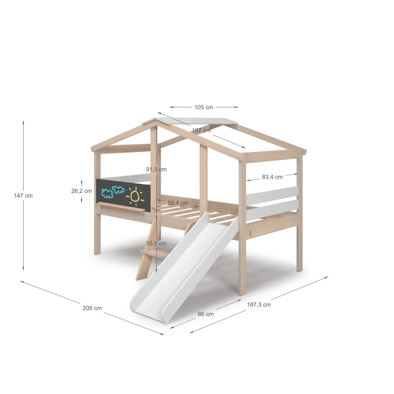 Bed 90 Tobogan Wit Wax/wit - Giga Meubel