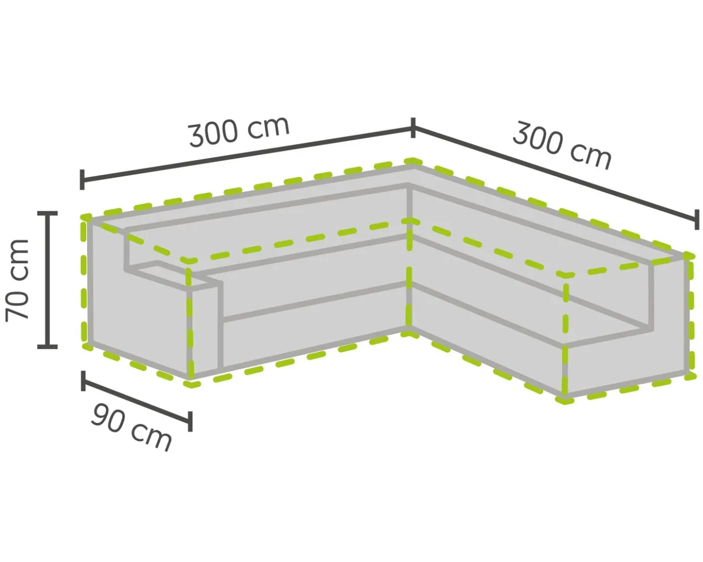 BEST Beschermhoes Voor Loungesets L Vorm 300/90×300/90x70cm Lichtgrijs